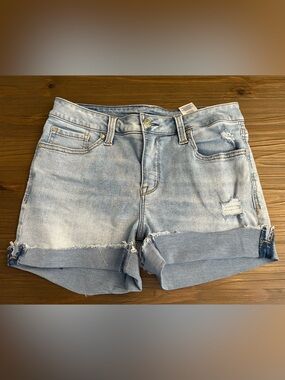 Seven7 Light Blue Rolled Hem Denim Shorts